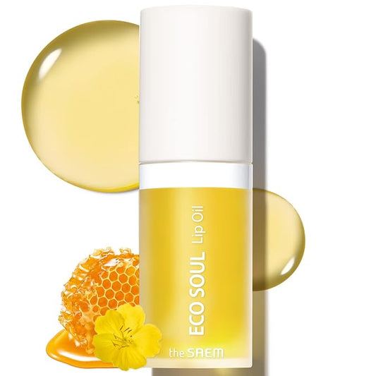 THESAEM Eco Soul Lip Oil 01 Honey - Plumping & Hydrating Lip Oil to Nourish & Moisturize Lips – Sunflower Seed Oil & Olive Oil - Lips Soft & Glossy for Dry Lips, 0.21 fl.oz.-VivaGrace Women
