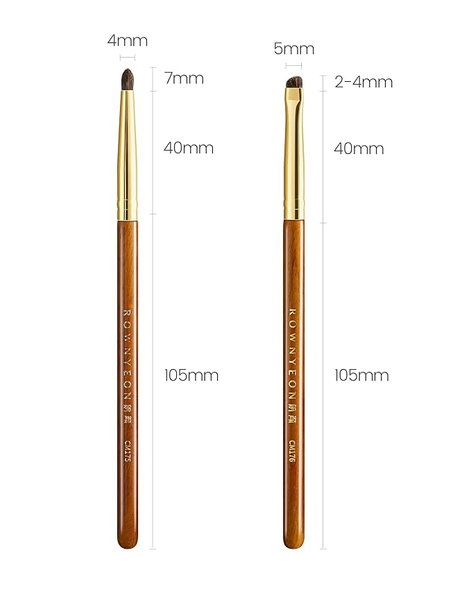 Desert Oak Series Aegyo-Sal Brush Duo - Under-Eye Highlight & Contour Set with Pony Hair, Bubinga Handle (CM175 + CM176)-VivaGrace Women