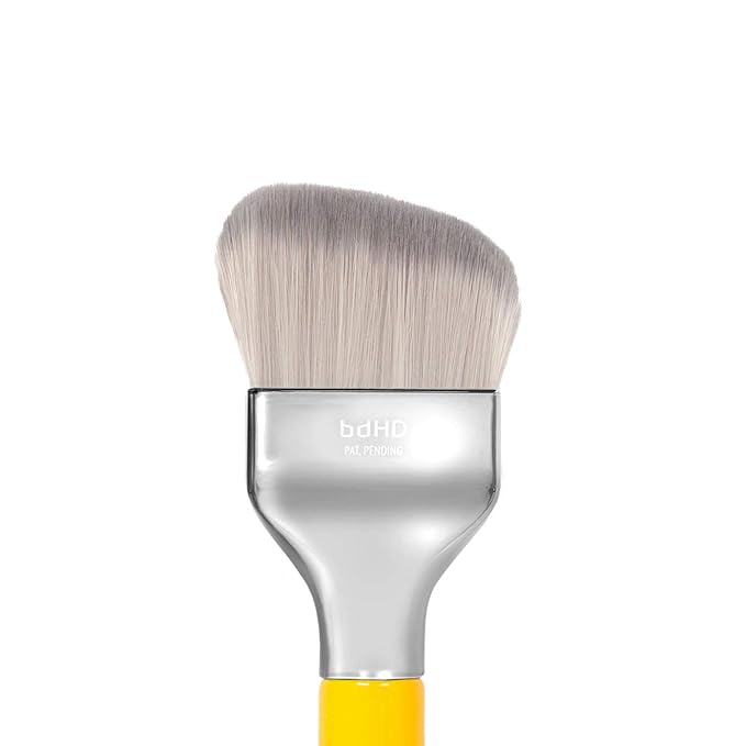 Bdellium Tools Professional Makeup Brush - Studio Series 971 Large Slanted Double Dome Blender - With Soft Synthetic Fibers, For Quick & Easy Application and Blending (Yellow, 1pc)-VivaGrace Women
