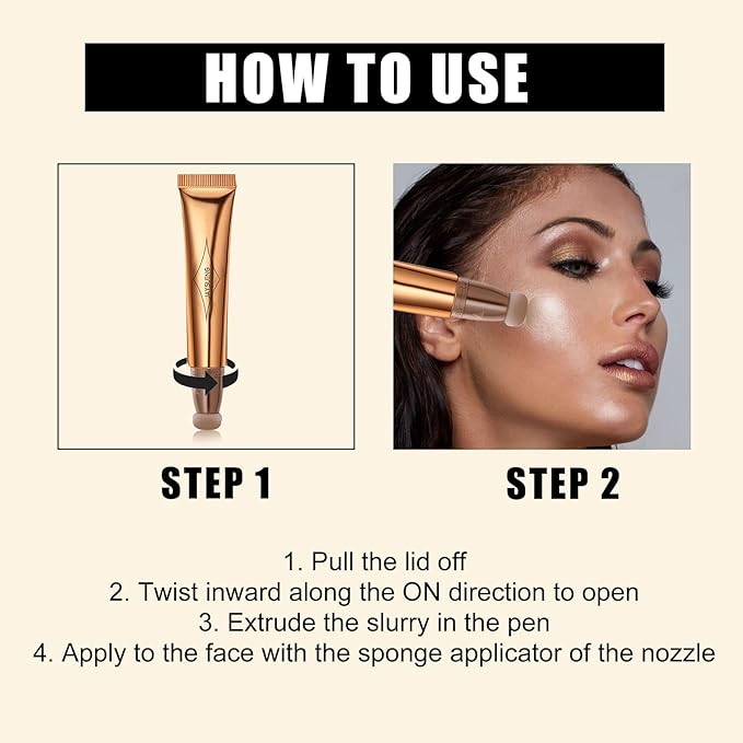 Liquid Blush Beauty Wand, Liquid Blush, Blush stick, Liquid Blush for Cheeks, Contour Beauty Wand, Natural Smooth Creamy Highlight Matte Liquid Blush Stick with Soft Cushion Applicator-VivaGrace Women