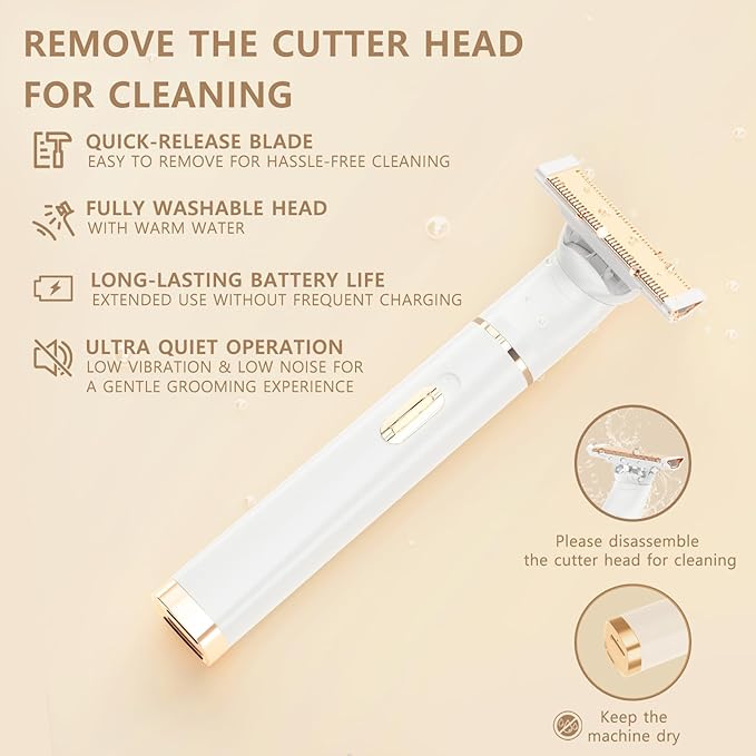 Women's 5-in-1 Electric Bikini Trimmer, USB-C Rechargeable Shaver & Trimmer for Body, Face & Nose – Painless Wet & Dry Shave (Keep Device Dry; Remove Blades for Cleaning)-VivaGrace Women