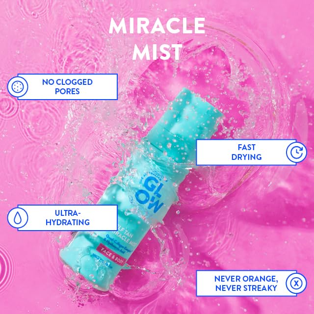 Australian Glow Miracle Mist, Self Tanner for Face & Body w/Quad-Collagen Complex & Hyaluronic Acid, 3.38 fl. oz / 100ml-VivaGrace Women