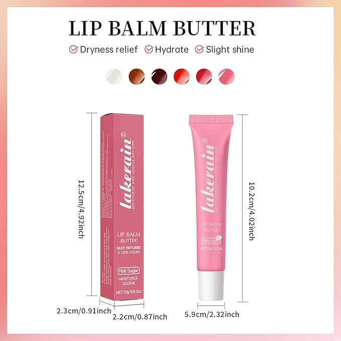 Erinde 3 Colors Lip Butter Balm Trio, Moisture Hydration Lip Butter Gloss, Sheer Tinted Lip Mask and Lip Balm, Soothing Lip Treatment Care Makeup, Shine Lip Glow Oil for Dry, Chapped Lips-VivaGrace Women