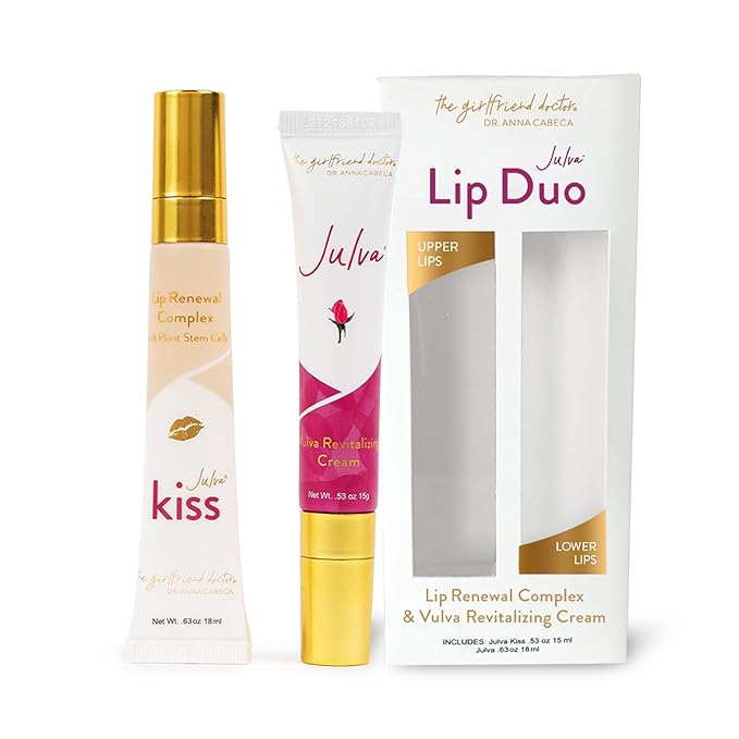 Lip Duo by Dr. Anna Cabeca - Julva Revitalizing Feminine Cream Personal Moisturizer and Julva Kiss Lip Renewal Complex-VivaGrace Women