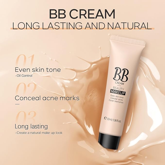 KWOLYKIM 2PCS Hydrating Makeup BB Cream, Tinted Moisturizer Face Makeup BB Cream Foundation Waterproof Concealer Brighten Color Correcting Cream Nude Makeup Long Lasting for All Skin(Deep)-VivaGrace Women