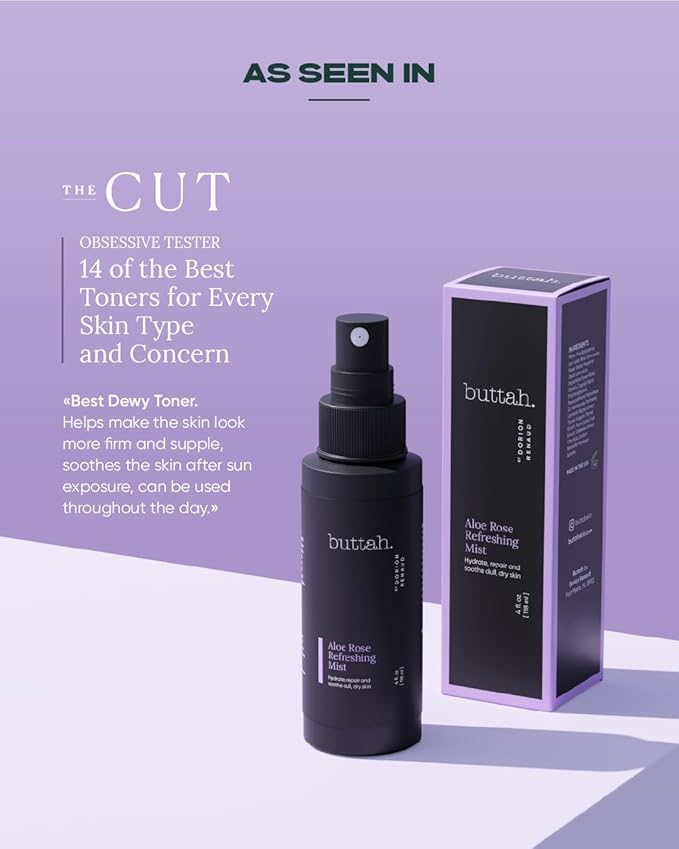 Buttah Skin by Dorion Renaud Aloe Rose Refreshing Mist 4oz - Hydrating Rose Water Face Spray - Refreshing Aloe Facial Mist - Naturally Based Skin Care for Men & Women - Black-Owned Skincare-VivaGrace Women