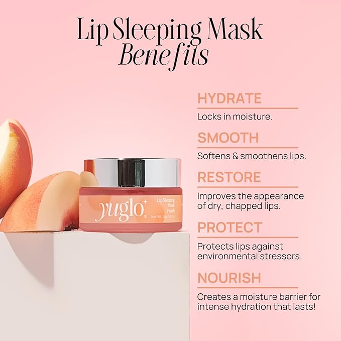 Moisture & Collagen Booster Lip Sleeping Mask - Treatment to Restore, Hydrate & Plump Dry Chapped Lips - Peach-VivaGrace Women