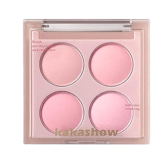 Matte Blush Powder Palette, Blending Mood Cheek, 4 Blendable Shades Korean Fairy Pink Blusher in Lightweight Smooth Powder, Vegan Makeup (Taro 2#, 1.84 ounces)-VivaGrace Women