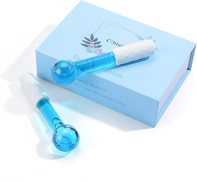 ICE GLOBES SMALL BALLS for Eyes, 2 PCS Blue Facial Globes for Massage Tool, Facial Roller Cold Skin Massagers, Tighten Skin, Reduce Puffiness and Dark Circles, Enhance Circulation-VivaGrace Women
