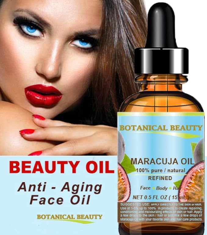 MARACUJA OIL 100% Pure Natural Cold Pressed Undiluted for Face, Skin, Hair, Body, Lip, Nails 0.5 Fl.oz.- 15 ml Rich in Vitamin C-VivaGrace Women