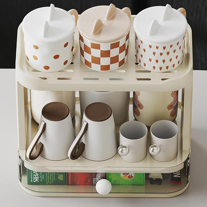 3-Tier Desk Organizers & Dispensers，Mail Holder for Office Desk Organization，Kitchen Spice Rack or Bathroom Countertop Organizer, Gift for Teachers, Classmates, and Friends (Beige)-VivaGrace Women