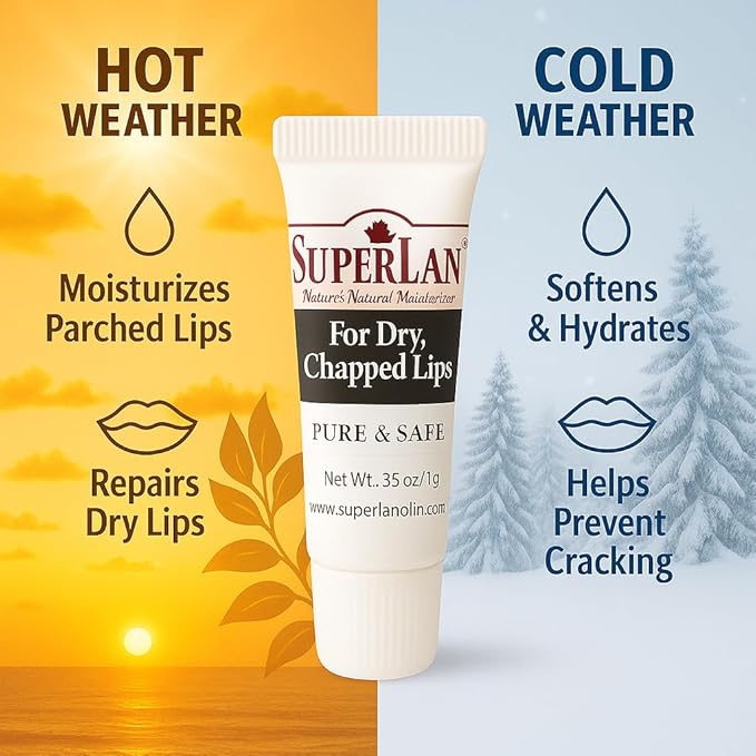 Organic Lanolin Lip Balm For Dry, Cracked, Chapped Lips By Superlan - Natural Lip Moisturizer With Ultra-Pure Medical Grade Lanolin & Jojoba Oil- Kosher Chapstick for Men Women & Children, (3 Pack)-VivaGrace Women