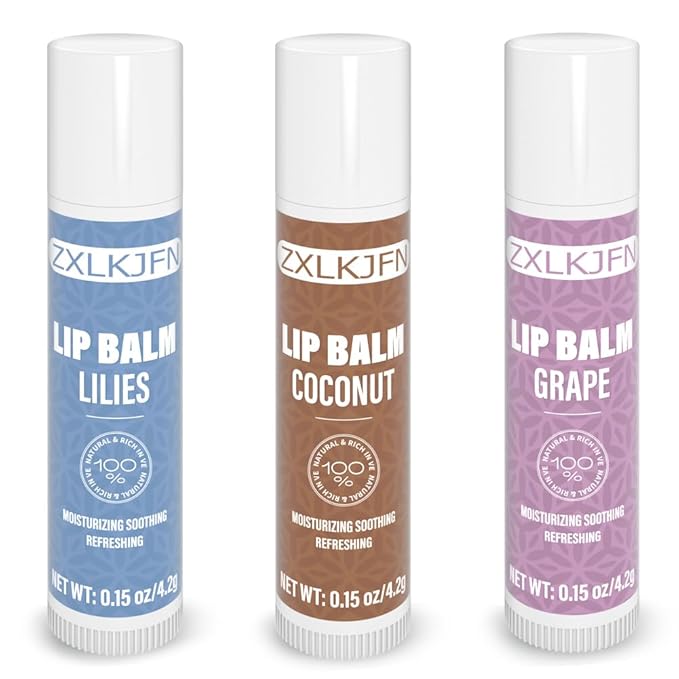 Organic Lip Balm Set - 3 Flavors - 100% Natural Moisturizer for Cracked & Dry Lips Smooth and Supple Lips - Non-GMO-VivaGrace Women