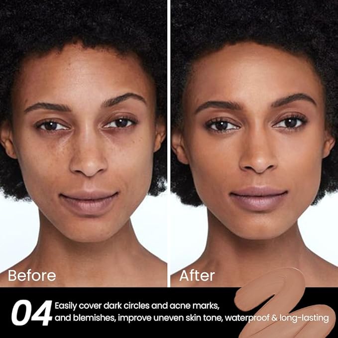 1 Pack Liquid Foundation Cream for Face Makeup,Durable Full Coverage Matte Concealer Make Up,Oil Control & Waterproof Base Primer -0.35 Fl.Oz (04#)-VivaGrace Women