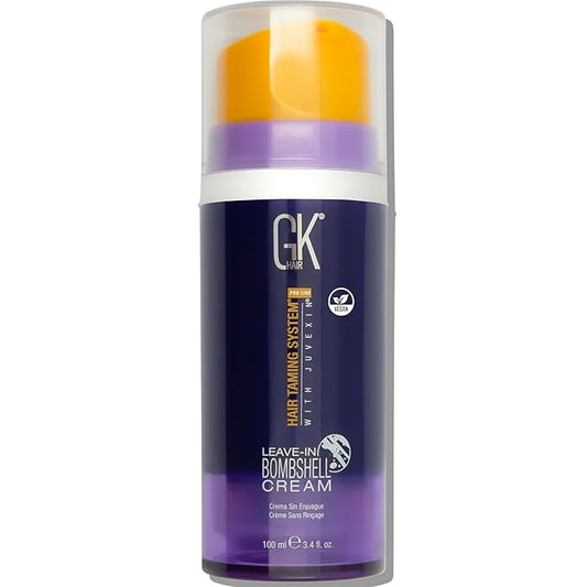 GK HAIR Global Keratin Leave In Bombshell Purple Cream (3.4 Fl Oz/100ml) Conditioning Smoothing Moisturizing Hydrating Frizz Control for Blonde Damaged Hair Removes Yellow Brassy Tones Flyaways-VivaGrace Women