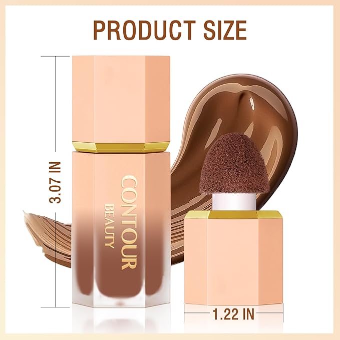 Liquid Contour Stick, Soft Cream Contour Makeup, Liquid Bronzer Face Concealer Matte Contouring with Cushion Applicator, Long Lasting Silky Face Contour Cream Bronzer Contouring Makeup (103)-VivaGrace Women