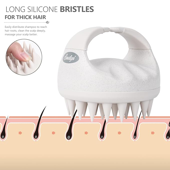 Sndyi Soft Silicone Scalp Massager for Dandruff Removal and Hair Growth - Wet Dry Scalp Exfoliator Brush for Scalp Care - Beige-VivaGrace Women