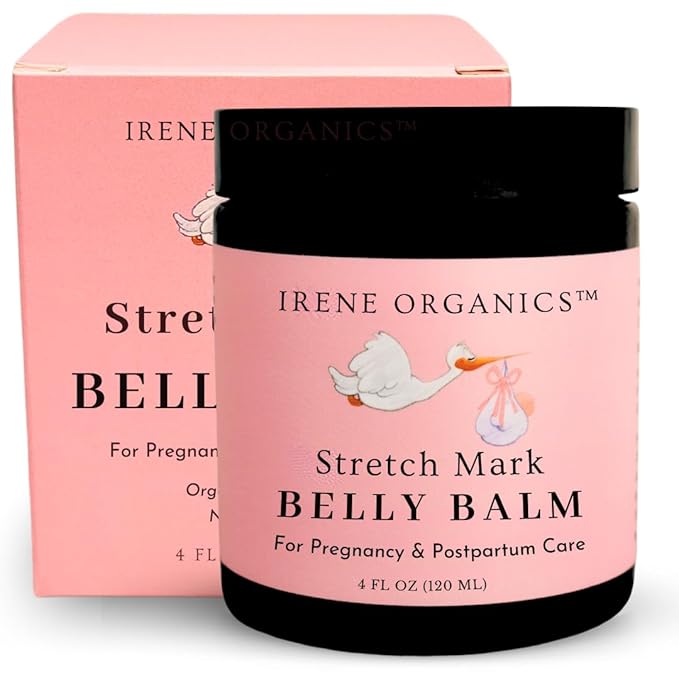 Organic Belly Butter for Pregnancy Stretch Mark Prevention and Treatment by Irene Organics - Award Winning Anti Stretch Mark Tummy Balm For Pregnancy and Postpartum 4oz - Hydrating Bump Cream-VivaGrace Women