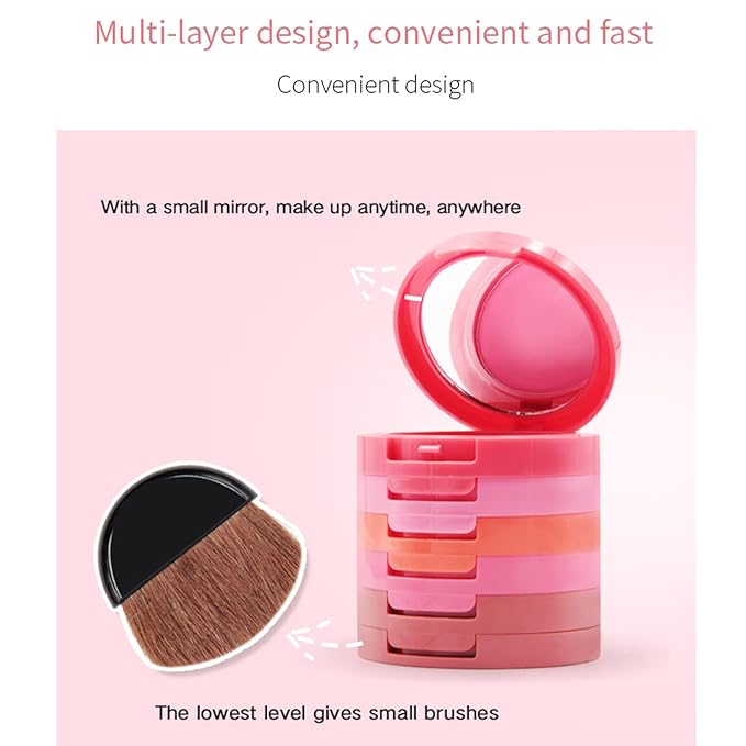 UCANBE 5 Colors Face Blusher Palette Waterproof Matte Long Lasting Lightweight Blush Powder Pink Coral Blushing Pallet with Brush Mirror Women Makeup Gift Set Kit-VivaGrace Women