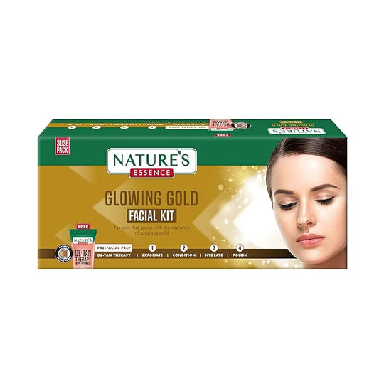 Nature's Essence Glowing Gold Facial Kit (60Grams+15ML)-VivaGrace Women