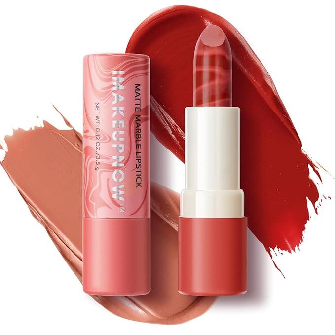 2PCS Marbled Matte Lip Stick Makeup - Velvety Finish | Naked-lip Feel, Full Coverage, D003+D004-VivaGrace Women