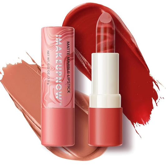 2PCS Marbled Matte Lip Stick Makeup - Velvety Finish | Naked-lip Feel, Full Coverage, D003+D004-VivaGrace Women