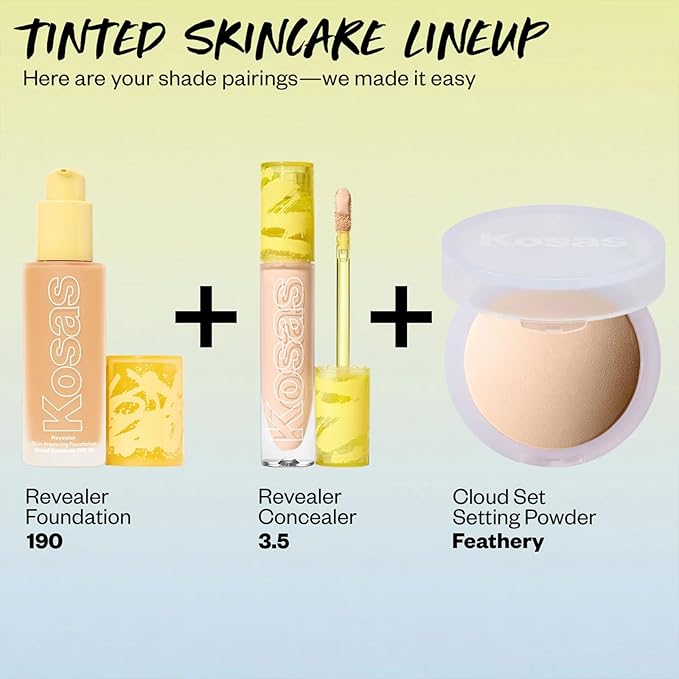 Kosas Revealer Skin-Improving Foundation with SPF 25 Protection - Hydrate, Brighten, Soothe, Plump, Protect Skin - Smoothing Texture, Natural Finish and Clean Formula - Light Medium Neutral Warm 190-VivaGrace Women