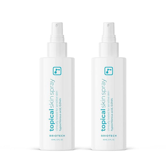 BRIOTECH Topical Skin Spray, Hypochlorous Acid Spray for Sensitive Skin, HOCl Facial Mist, Full Body Support Against Irritation, Calm Redness, Soothe Foot & Scalp, 2 oz Travel Size (2 Pack)-VivaGrace Women