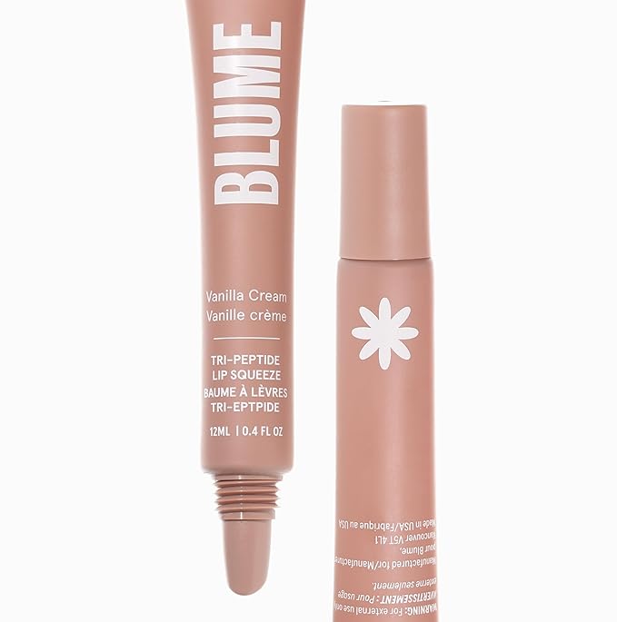 Blume Tri-Peptide Vanilla Lip Balm - Superbalm Lip Moisturizer with Shea Butter and Squalane to Deeply Hydrate & Heal Dry, Cracked Lips - Cruelty Free & Vegan Lip Plumper (0.4 Fl Oz)-VivaGrace Women