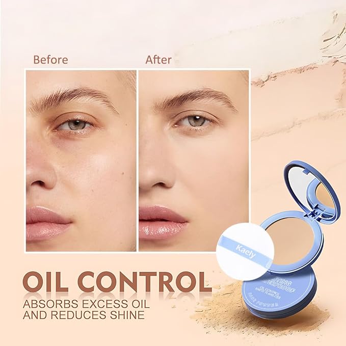 evpct Kaely Oil Control Pressed Face Powder, Get Smooth Flawless Fine Lines and Lightweight Finishing Foundation, Control Shine Long Lasting Waterproof Face Setting Powder Cosmetic, 05 Ivory Buff-VivaGrace Women
