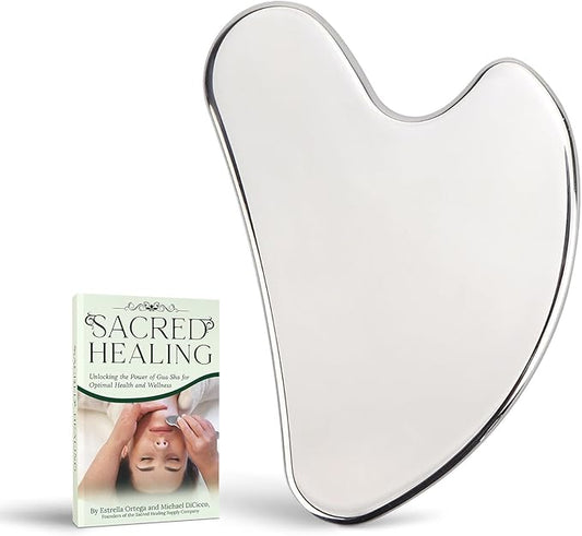 Sacred Healing Premium Stainless Steel Gua Sha Facial Tool – Enhance Beauty, Anti-Aging, Pain Relief, Lymphatic Drainage – Ideal for Home and Professional Use- Metal Gua Sha-VivaGrace Women