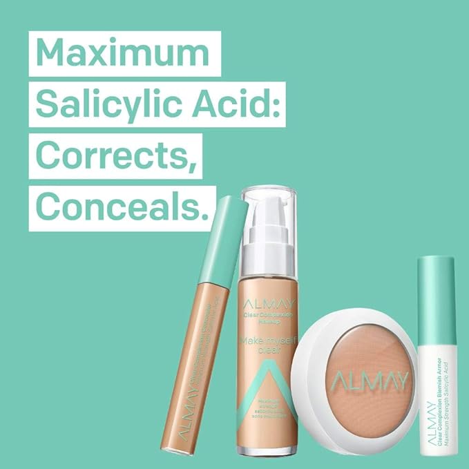 Almay Clear Complexion Makeup, Matte Finish Liquid Foundation with Salicylic Acid, Hypoallergenic, Cruelty Free-Fragrance Free, Dermatologist Tested, 510 Natural Ochre, 1.0 oz-VivaGrace Women