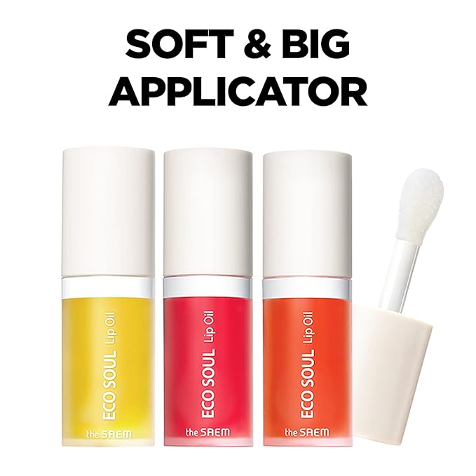 THESAEM Eco Soul Lip Oil 01 Honey - Plumping & Hydrating Lip Oil to Nourish & Moisturize Lips – Sunflower Seed Oil & Olive Oil - Lips Soft & Glossy for Dry Lips, 0.21 fl.oz.-VivaGrace Women