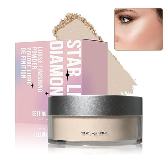 Oil Control Loose Powder Makeup Translucent Setting Powder Shimmer Long Lasting Lightweight Polvo Traslucido Maquillaje Para Mujer Face Powder Makeup - 01 White Shimmer-VivaGrace Women