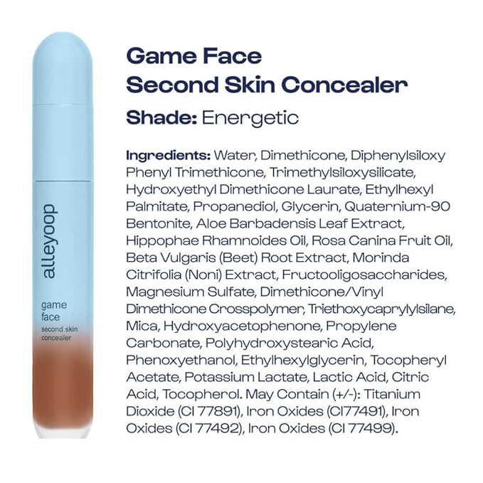 Alleyoop Game Face Concealer Makeup, Lightweight to Medium Buildable Coverage Under Eye Concealer, For Blemishes, Crease-proof and Hydrating with Smooth Second Skin Finish - Energetic-VivaGrace Women
