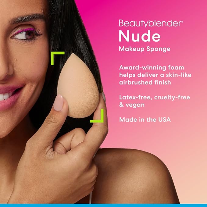 Beautyblender® | Nude Beige Beauty Blender Makeup Sponge, Super-Soft Foam Easily Blends Foundations, Powders & Creams, Made in USA, Reusable, Washable, Streak Free Application, Vegan, Cruelty Free-VivaGrace Women