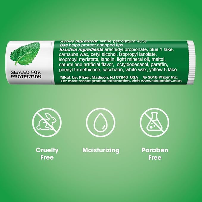 ChapStick Classic Skin Protectant Flavored Lip Balm Tube, 0.15 Ounce, 12 Count (Pack of 1)-VivaGrace Women