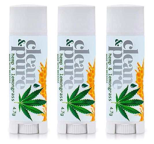 Lip Balm 3-Pack (Hemp & Lemongrass) | Lip Care Set With 100% All Natural Beeswax and Vitamin E Oil | Flavored Lip Balm for Dry, Chapped Lips | Made in Australia-VivaGrace Women