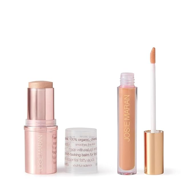 Josie Maran Color Stick & Lip Gloss Makeup Set - Argan Oil-Based Makeup Balm for Lips, Cheeks & Eyes + Hyaluronic Acid Infused Plumping Lip Gloss (2 Piece Set)-VivaGrace Women