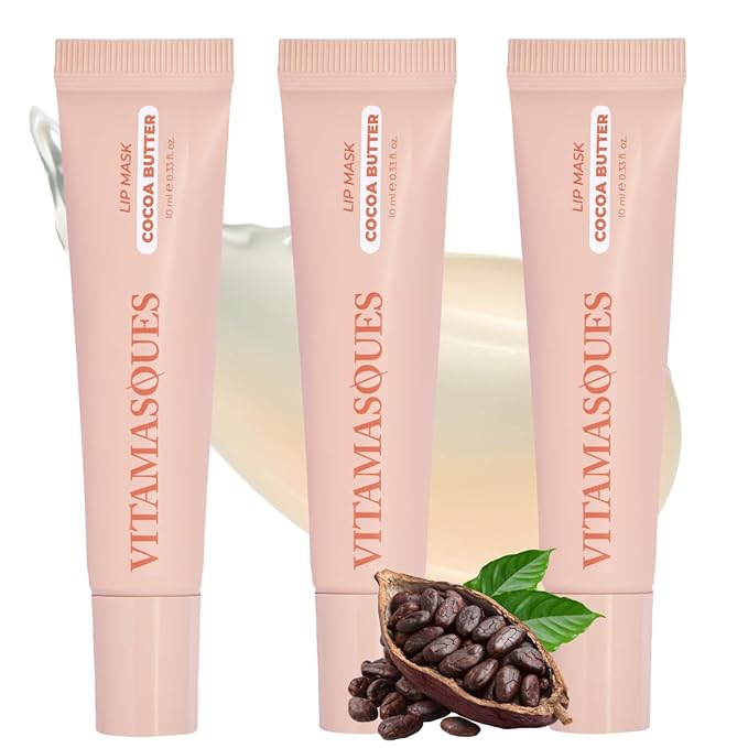 Vitamasques Lip Mask - Hydrating Cocoa Butter Lip Balm Moisturizer with Vitamins & Natural Oil Hydrates, Nourishes & Plumps Lips Area - Korean Skin Care Lip Care Products (Pack of 3)-VivaGrace Women