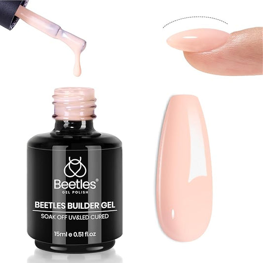 Beetles Pink Nude Builder Gel for Nails 7 in 1 Strengthener Gel for Nail Apex & Thickening Nail Extension DIY Salon at Home Beauty Gift Sets for Women Base Coat Top Coat Needed-VivaGrace Women