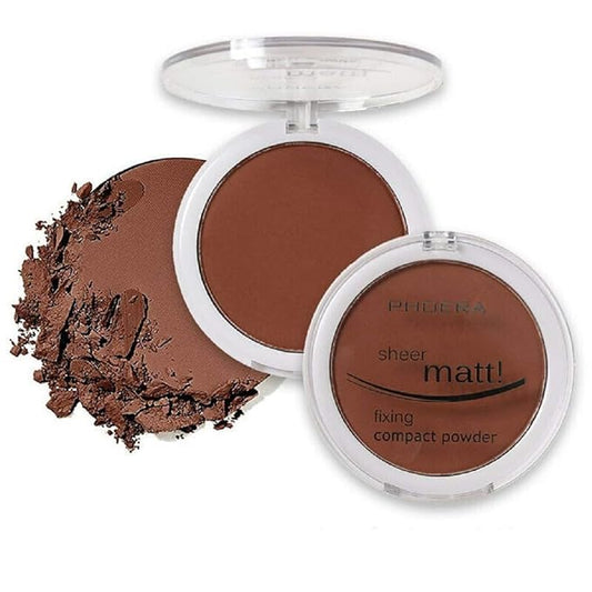 AQUAPURITY PHOERA Sheer Matte Compact Powder Fixing Powder Makeup Base Fixer Setting Powder Foundation Fixing Compact Pressed Powder Long Lasting Skin Vitamin E Beauty Blender (208ESPRESSO)-VivaGrace Women