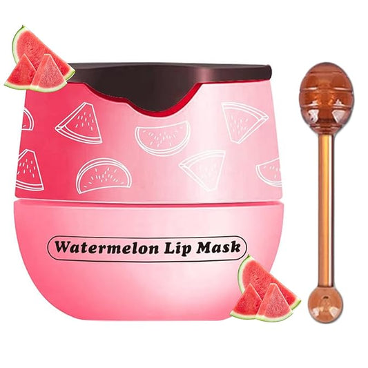 Bee Lip Balm Honey Pot, Watermelon Sleeping Lip Mask Overnight Hydrating Dry and Crack Lip Exfoliator Scrubs Propolis Lip Balm (Watermelon)-VivaGrace Women