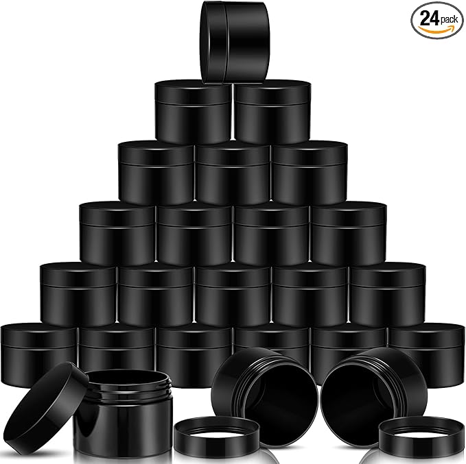 SATINIOR 24 Pieces Empty Clear Plastic Jars with Lids Round Storage Containers Wide Mouth for Beauty Product Cosmetic Cream Lotion Liquid Butter Craft and Food(Black,16 oz)-VivaGrace Women