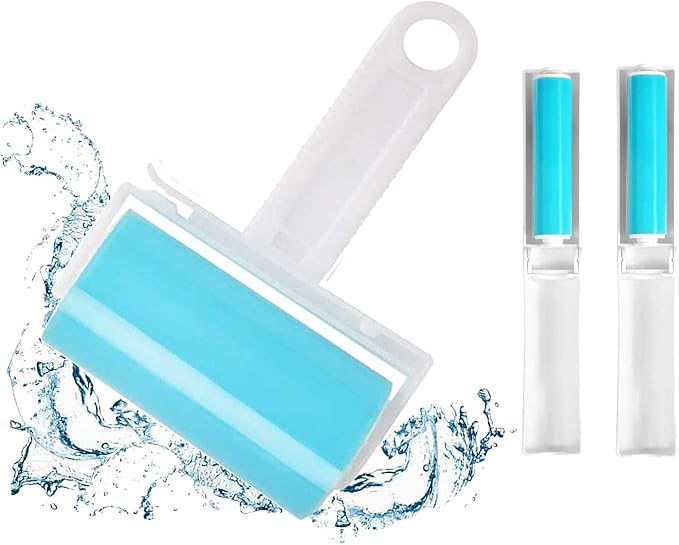 Sticky Lint Roller 3 Pack, Reusable Washable Lint Roller Pet Hair Remover Include Large and Small Size Cleaner for Clothes, Pet Hairs, Carseats-VivaGrace Women