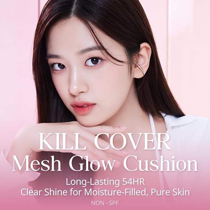 CLIO Kill Cover Mesh Glow Cushion Foundation ([Refill Included] 15g*2, 23N GINGER), Glass Skin, Long-Lasting, Lightweight, Buildable Coverage, Glowy Skin Makeup-VivaGrace Women