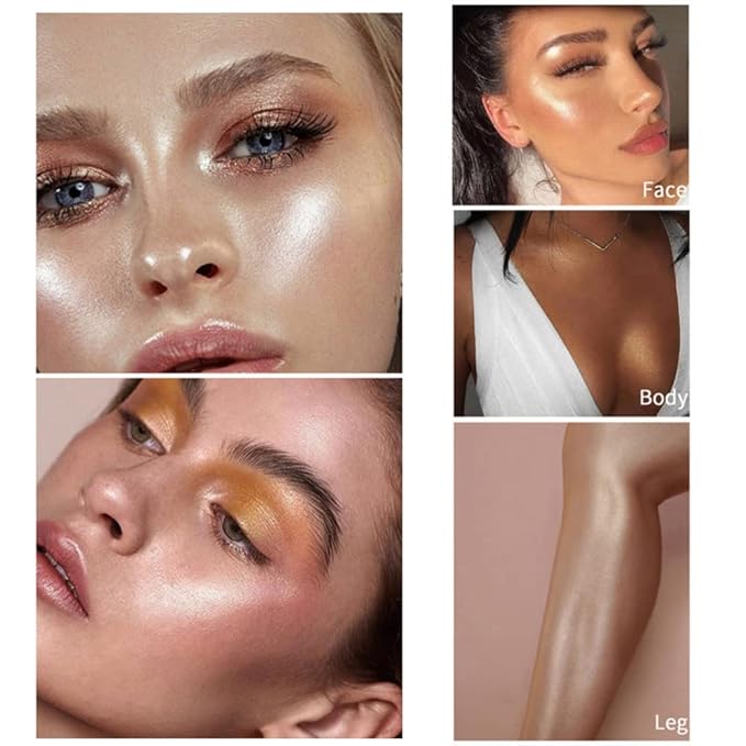 Highlighter Makeup Palette,Highlighter Palette Illuminator Powder Palette White Highlighter Baked Waterproof Long Lasting Brilliant Lighten Skin Color Face Contour Powder Makeup Highlighter-VivaGrace Women
