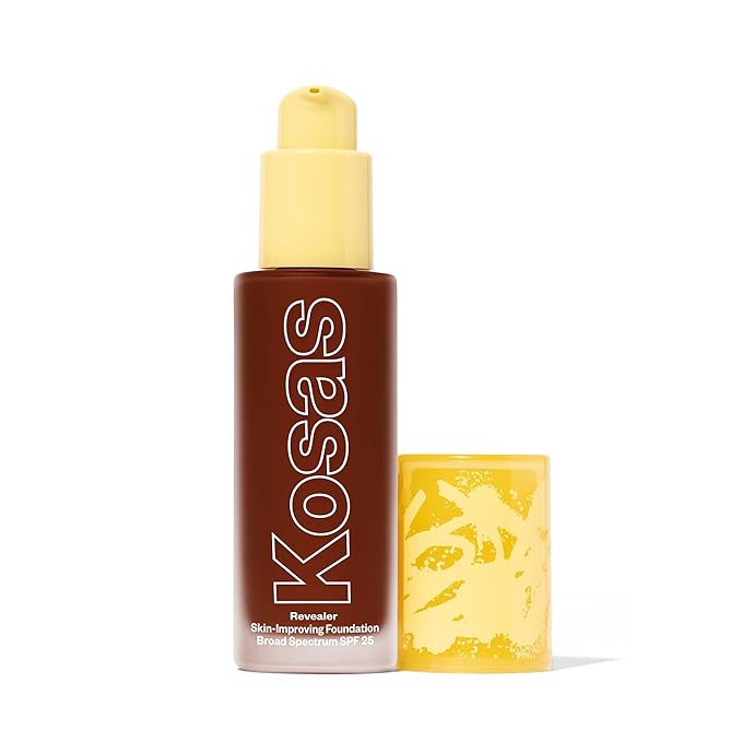 Kosas Revealer Skin-Improving Foundation with SPF 25 Protection - Hydrate, Brighten, Soothe, Plump, Protect Skin - Smoothing Texture, Natural Finish and Clean Formula - Rich Deep Cool 420-VivaGrace Women