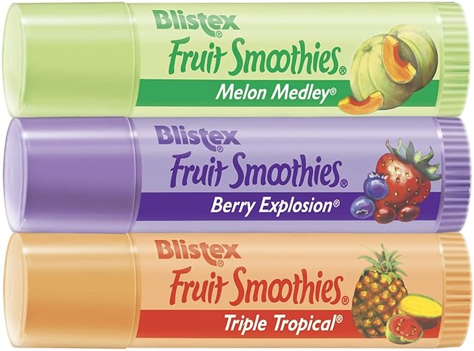 Blistex Fruit Smoothies Lip Moisturizers 3 Sticks 0.10 oz each Pack of 2-VivaGrace Women