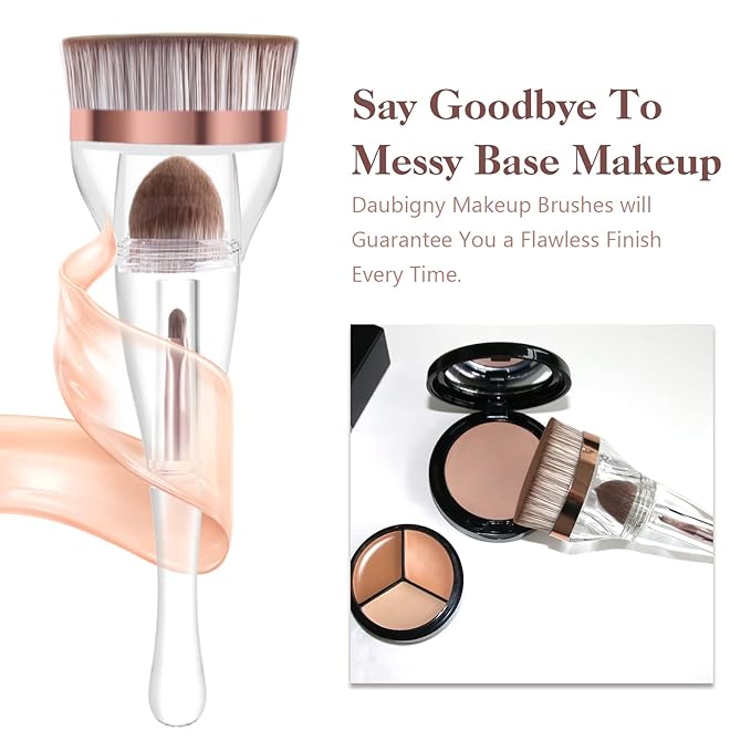 Makeup Brushes, Daubigny Perfect 3IN1 Makeup Brush for Face Blush Liquid Powder Foundation Brush for Blending Liquid, Cream or Flawless Powder Cosmetics with Great Gift Case-VivaGrace Women